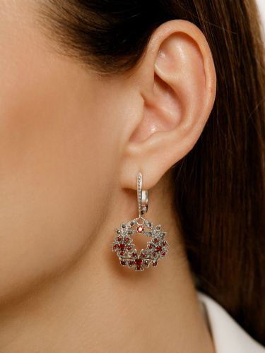 Серебряные серьги ALEXANDRE VASSILIEV с гранатами и марказитами Swarovski