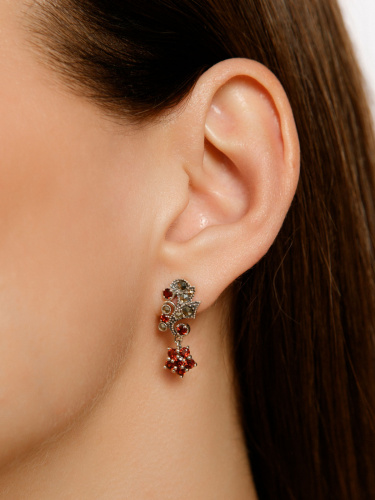 Серебряные серьги ALEXANDRE VASSILIEV с гранатами и марказитами Swarovski