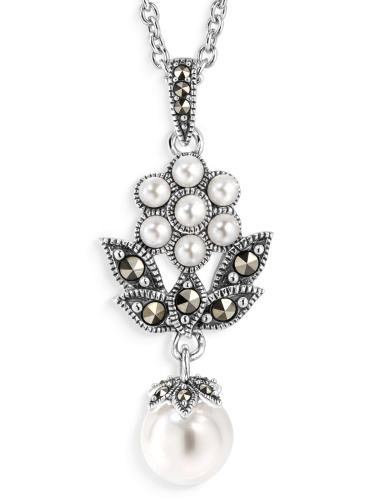 Кулон на цепи ALEXANDRE VASSILIEV с микрожемчугом и марказитами
