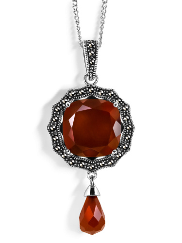 Серебряное колье ALEXANDRE VASSILIEV с агатом и марказитами Swarovski 
