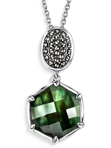 Серебряное колье ALEXANDRE VASSILIEV с перламутром, горным хрусталем и марказитами Swarovski