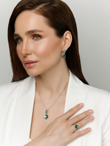 Серебряное колье ALEXANDRE VASSILIEV с перламутром, горным хрусталем и марказитами Swarovski