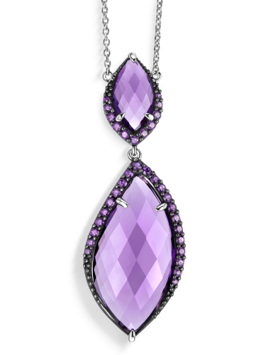 Серебряное колье ALEXANDRE VASSILIEV с кварцем и фианитами Swarovski цвета &amp;quot;Аметист&amp;quot;