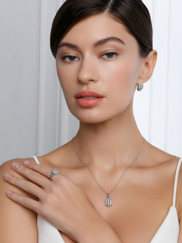 Серебряный кулон на цепи ALEXANDRE VASSILIEV с фианитами и марказитами Swarovski