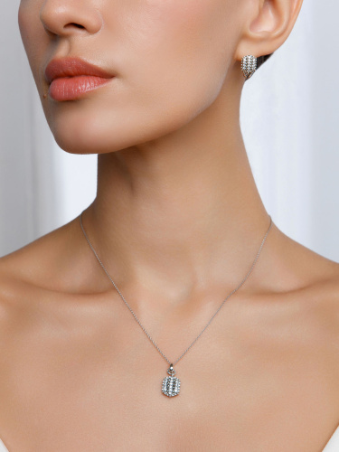 Серебряный кулон на цепи ALEXANDRE VASSILIEV с фианитами и марказитами Swarovski