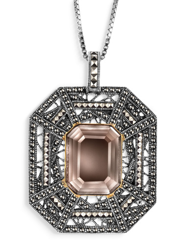 Кулон на цепи ALEXANDRE VASSILIEV с раухтопазом, позолотой и марказитами Swarovski