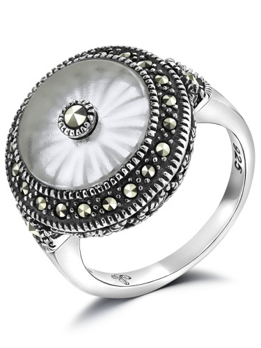 Серебряное кольцо ALEXANDRE VASSILIEV с горным хрусталем и марказитами Swarovski