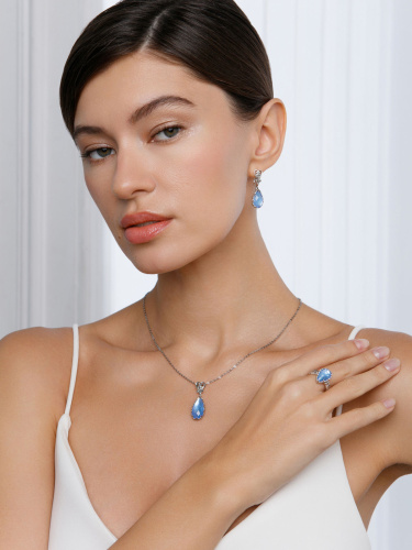 Серебряное кольцо ALEXANDRE VASSILIEVс голубым кварцем, перламутром и марказитами Swarovski