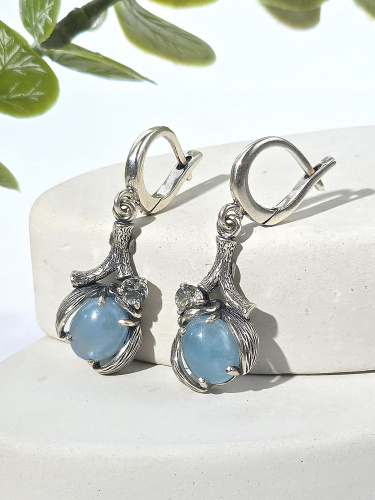 Серьги серебро с аквамарином