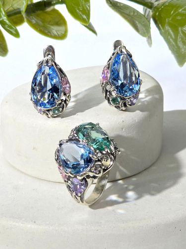 Серьги серебро с фианитом